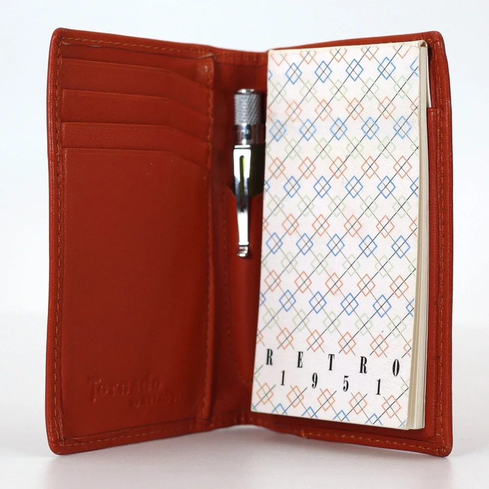 Retro 51 Tornado Small Tan Leather Wallet Pen Notepad Set Professional EDC
